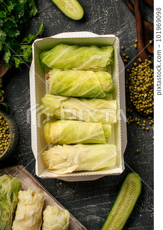 Russian cabbage rolls golubtsy with minced beef Russian cabbage rolls golubtsy with minced beef 101969098