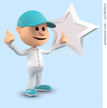 3D cartoon character Giving Star Feedback. Vector concepts depicting customer reviews with both positive and negative ratings. Clients evaluating product, service. 3d vector 3D cartoon character Giving Star Feedback. Vector concepts depicting customer reviews with both positive and negative ratings. Clients evaluating product, service. 3d vector 101969924