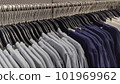 Row of Grey blue T-Shrit in store 101969962