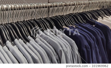 Row of Grey blue T-Shrit in store Row of Grey blue T-Shrit in store 101969962