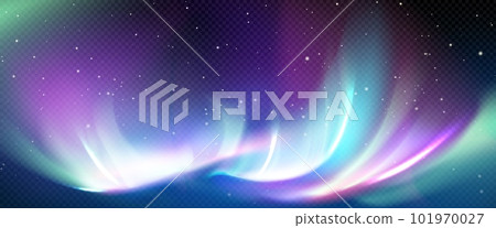 Northern aurora light in polar sky at night vector 101970027