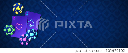 Poker background with neon chip and ace bet vector 101970102
