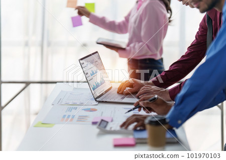 Group of Business People Meeting analysis financial plan, discussion, research with paperwork at office, accounting concept Group of Business People Meeting analysis financial plan, discussion, research with paperwork at office, accounting concept 101970103