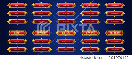 Cartoon set of medieval game buttons animation set 101970165