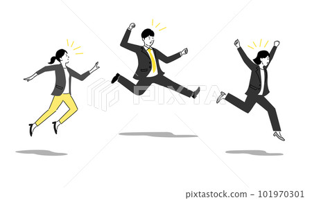 Illustration of a business person who is happy to jump 2, vector 101970301