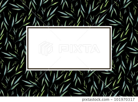 Watercolor banner with greenery branches. Template for greeting cards, wedding decorations, invitation, sales, packaging. Spring or summer design. Place for text Watercolor banner with greenery branches. Template for greeting cards, wedding decorations, invitation, sales, packaging. Spring or summer design. Place for text 101970317