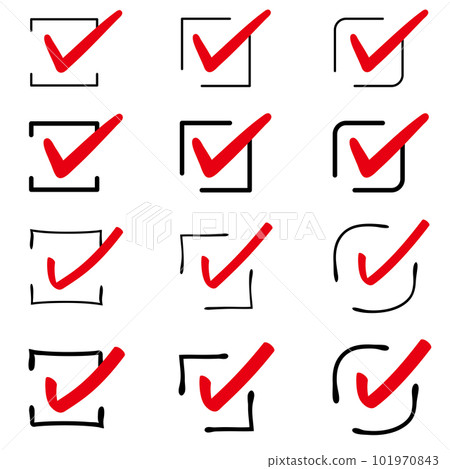 線框手寫複選標記紅色 101970843