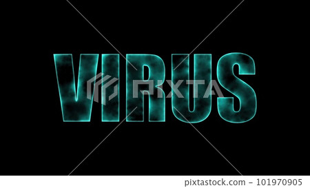 Computer generated background with burning banner virus. 3d rendering of a fiery text frame 101970905