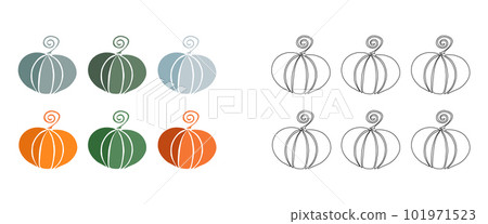 coloring book - set of colored stylized pumpkins 101971523