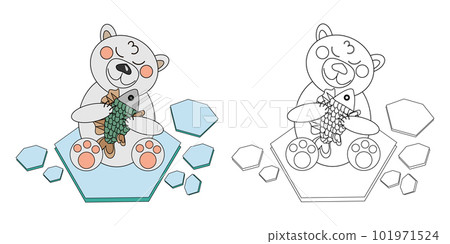 coloring book a polar bear cub with a fish coloring book a polar bear cub with a fish 101971524