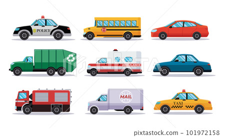 set of car vehicles transport in flat style vector illustration 101972158