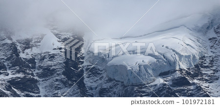 Tongue of the Guggiglacier, glacier on the Jungfraujoch. 101972181
