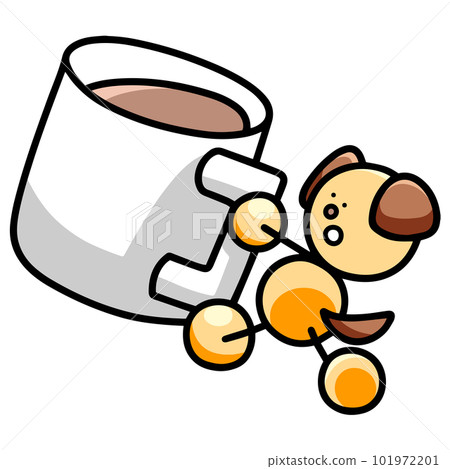 Illustration of a dog taking a coffee break (horizontal reversed version) dog 101972201