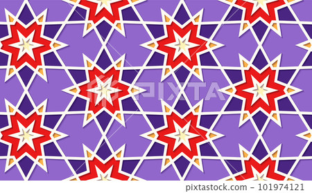 Arabic seamless girih pattern with classic islamic culture ornament. Colorful tiled background with shadow. Arabic seamless girih pattern with classic islamic culture ornament. Colorful tiled background with shadow. 101974121