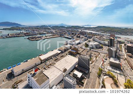 Cityscape of Shimonoseki, Yamaguchi Prefecture and Kitakyushu seen from the top of the tower Cityscape of Shimonoseki, Yamaguchi Prefecture and Kitakyushu seen from the top of the tower 101974262