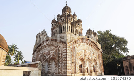 Built in 1751, Krishna Chandraji Temple is a unique temple as it has 25 pinnacles. Only three other terracotta temples of Bengal has 25 Pinnacles, Kalna, West Bengal, India. Built in 1751, Krishna Chandraji Temple is a unique temple as it has 25 pinnacles. Only three other terracotta temples of Bengal has 25 Pinnacles, Kalna, West Bengal, India. 101974370