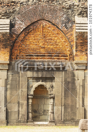 Carvings on bricks Inside of Adina Mosque, Built in 1364-74 by Sultan Sikandar Shah, Largest Mosque in the Whole of Bengal, Adina, Malda, West Bengal, India. Carvings on bricks Inside of Adina Mosque, Built in 1364-74 by Sultan Sikandar Shah, Largest Mosque in the Whole of Bengal, Adina, Malda, West Bengal, India. 101974378