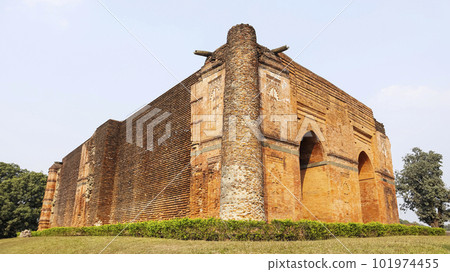 Side View of Eklakhi Mosque, Gour, Malda, West Bengal, India. 101974455
