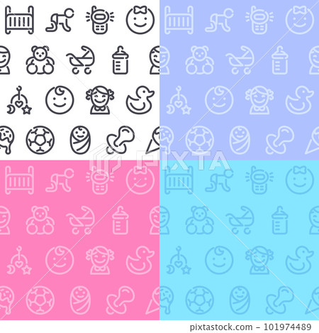 Baby Seamless Pattern with Icons Baby Seamless Pattern with Icons 101974489