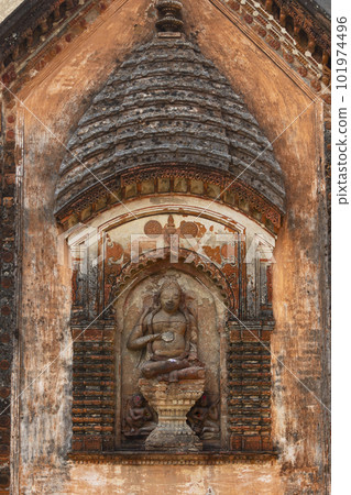 Sculpture of Hindu God on the Char Bangla Temple, Built By Queen Bhavani of Nator in Circa 1755AD, Jiaganj, West Bengal, India. 101974496