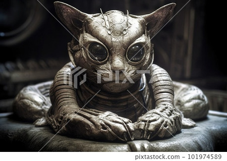 Alien Biomechanical Cat that blend human physiques with machines illustration generative ai Alien Biomechanical Cat that blend human physiques with machines illustration generative ai 101974589