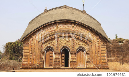View of Charbangla Temple and Carvings on it, Jiaganj, West Bengal, India. View of Charbangla Temple and Carvings on it, Jiaganj, West Bengal, India. 101974681