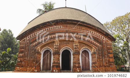 Red Bricks Carving on Charbangla Temple, Jiaganj, West Bengal, India. Red Bricks Carving on Charbangla Temple, Jiaganj, West Bengal, India. 101974682