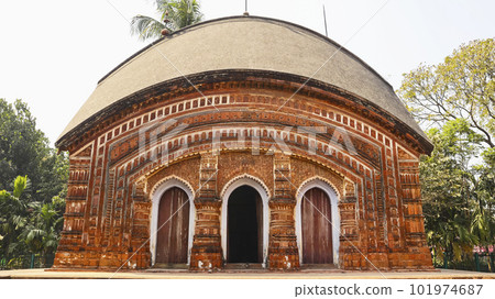 View of One of the Char Bangla Temple, Jiaganj, West Bengal, India. 101974687