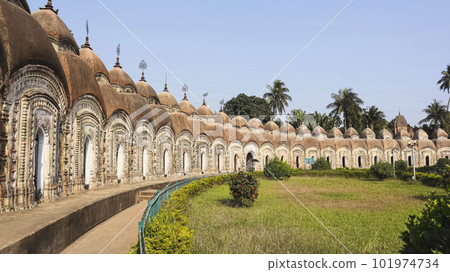 View of 108 Shiv Temple, Built By King Teja Chandra Bhadur in 1809 AD, Kalna, West Bengal, India. View of 108 Shiv Temple, Built By King Teja Chandra Bhadur in 1809 AD, Kalna, West Bengal, India. 101974734
