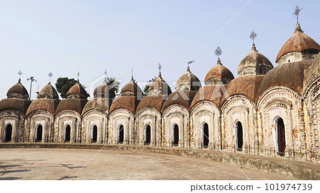 View of 108 Shiv Temple, Built By King Teja Chandra Bhadur in 1809 AD, Kalna, West Bengal, India. View of 108 Shiv Temple, Built By King Teja Chandra Bhadur in 1809 AD, Kalna, West Bengal, India. 101974739