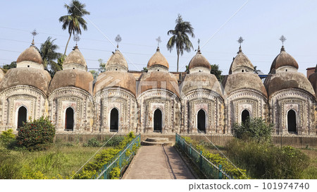 View of 108 Shiv Temple, Built By King Teja Chandra Bhadur in 1809 AD, Kalna, West Bengal, India. View of 108 Shiv Temple, Built By King Teja Chandra Bhadur in 1809 AD, Kalna, West Bengal, India. 101974740