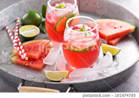 Watermelon cocktail with lime Watermelon cocktail with lime 101974785