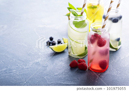 Variety of cold drinks in bottles Variety of cold drinks in bottles 101975055