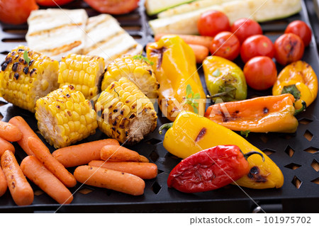 Grilled vegetables on a pan Grilled vegetables on a pan 101975702