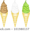 軟冰淇淋、冰淇淋、三種、夏季食品 101980137