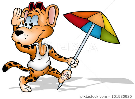 Leopard with a Parasol in its Paw Leopard with a Parasol in its Paw 101980920