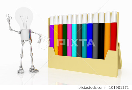 Light bulb figure with a marker set Light bulb figure with a marker set 101981371