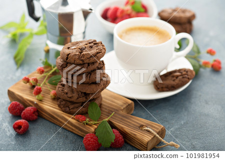Chocolate cookies with coffee 101981954