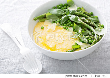 Cheesy polenta with plenty of vegetables Cheesy polenta with plenty of vegetables 101981980