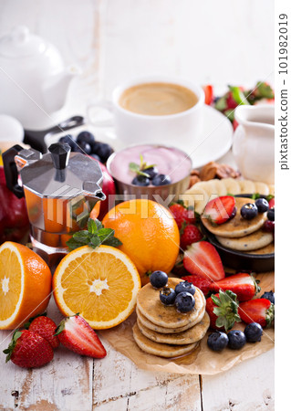 Brigt and colorful breakfast ingredients Brigt and colorful breakfast ingredients 101982019
