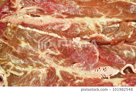 slice beef shank raw food arranging on plate isolated in white background  101982548