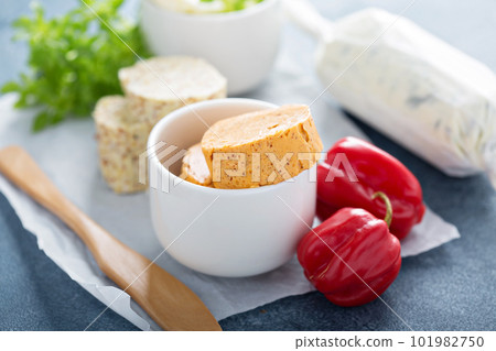 Compound butters with herbs Compound butters with herbs 101982750