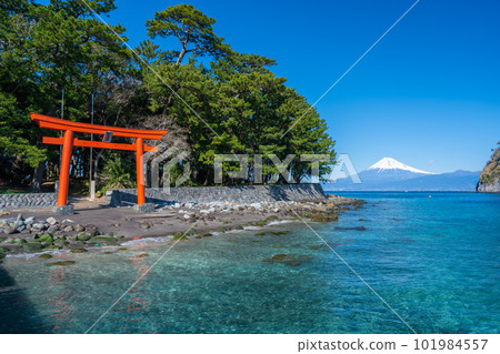 西伊豆鳥居、駿河灣和富士山“沼津市戶田” 101984557