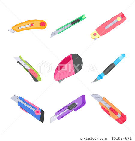 cutter knife set cartoon vector illustration 101984671