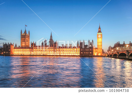 Big Ben and houses of Parliament during a beautiful evening in London, England, UK Big Ben and houses of Parliament during a beautiful evening in London, England, UK 101984738