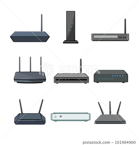 dsl modem set cartoon vector illustration 101984900
