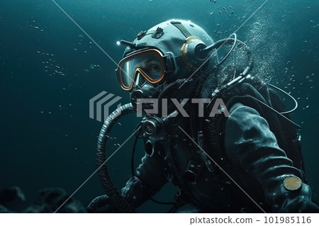 Evil king of drug narcos boss wearing face mask, mexican dealers background illustration generative ai 101985116