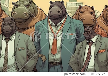 Anime Narcos Hippos boss colombian dealers background illustration manga style generative ai 101985124