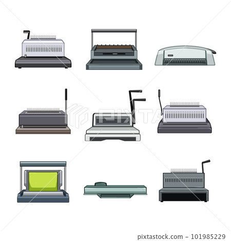 binding machine set cartoon vector illustration binding machine set cartoon vector illustration 101985229