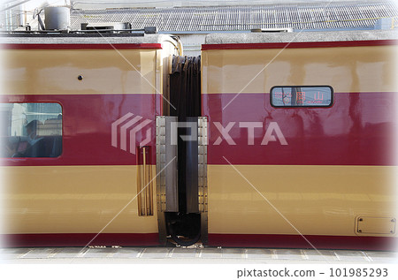 JNR Iro-no-Yakumo-go (Illustration style) entering the station platform JNR Iro-no-Yakumo-go (Illustration style) entering the station platform 101985293